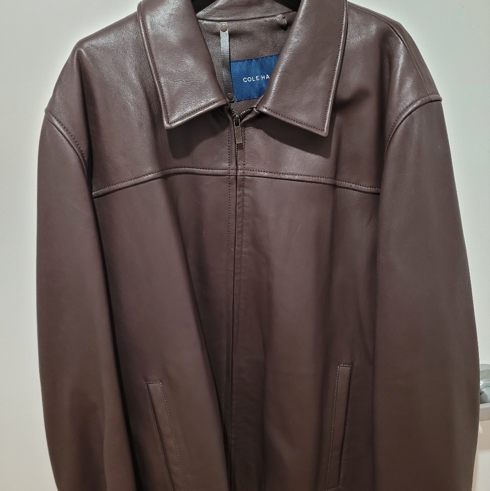 Men's XXL Cole Haan Brown Genuine Leather Jacket